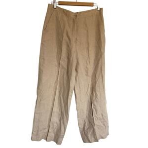 Gabriella Frattini, Size 12, Natural 100% Linen Flax Wide Leg Trousers, EUC